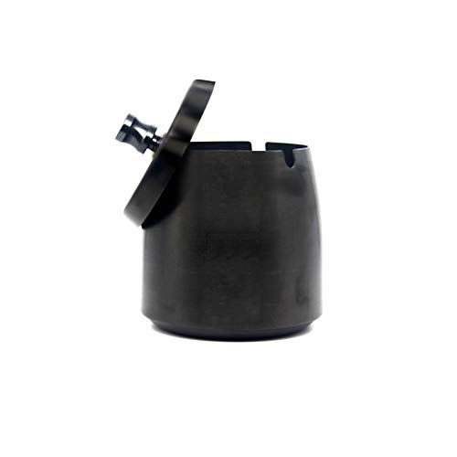 Sturdyy Cenicero con Tapa Antiolores Negro Apto para Interior y Exterior Acero Inoxidable Resistente al Viento Cenicero Extraíble para una Fácil Limpieza Cenicero de Mesa Antideslizante Medio