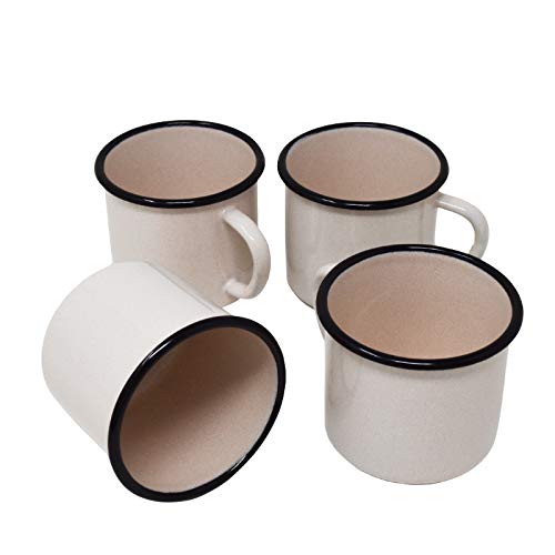 Surtido de 4 Tazas de Metal esmaltado - Blanco Rosado - 250 ml