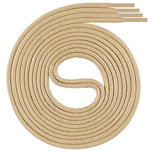 Swissly 1 par de cordones encerados de primera calidad, redondos, para negocios, zapatos de vestir y cuero, diámetro de 2 a 4 mm, resistentes, color beige, longitud de 80 cm