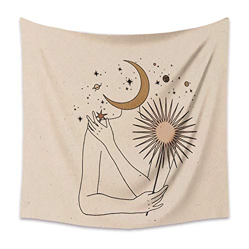 Tapiz   Bohemio Sol Luna Colgante de pared Pintura de arte retro   Manta de pared Fondo de tela Paisaje -230x180cm