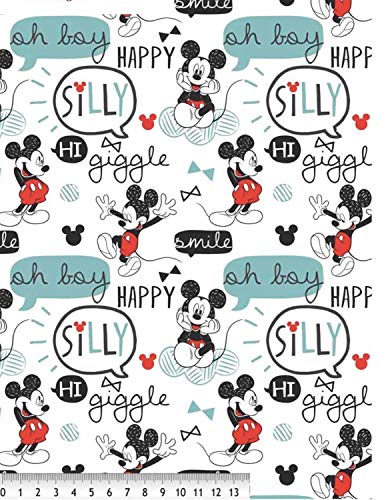 telas de disney, HAPPY MICKEY MOUSE, telas para manualidades, labores, patchwork, telas infantiles, 50 cms x 145 cms, algodón 100%, ENVÍOS GRATUITOS