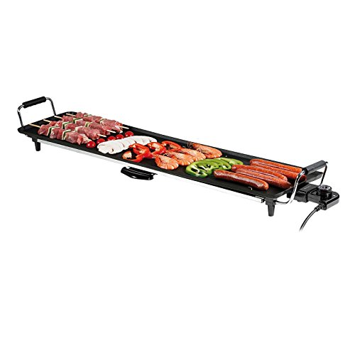 Teppan Yaki Grill XXL – Barbacoa de mesa eléctrica, recipiente recoge grasa 90 x 23 cm (parrilla japonesa, potencia 1800 W, gran superficie de parrilla, cocción saludable)