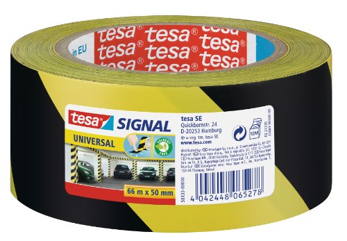 tesa 58133-00000-00-50 mm x 66 m de cinta adhesiva de peligros - / negro (6 rollos) amarillo