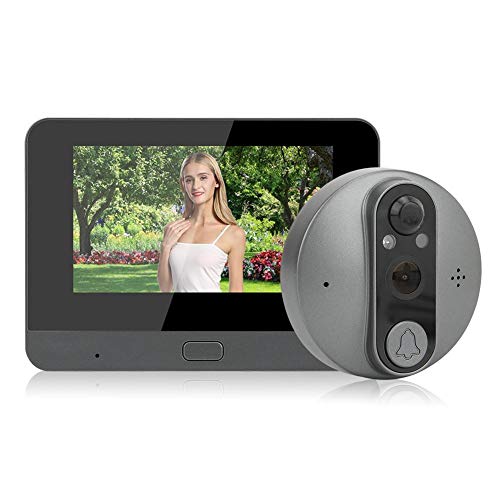 Timbre de video, 4.3in 720P HD WiFi Smart Video Doorbell Cámara Soporte de conversación bidireccional, Detección de movimiento, Visión nocturna, Tarjeta de memoria 64G con sensor CMOS para seguridad e