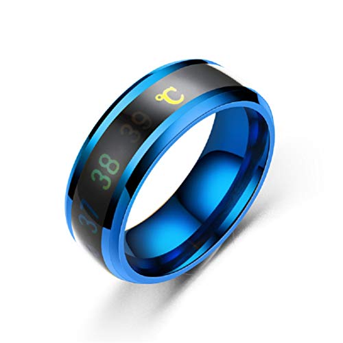 Tixiyu Anillos de monitor de temperatura de 8 mm, termómetro digital, sensor de temperatura corporal, anillos inteligentes de boda, parejas, anillos de acero de titanio de tamaño adecuado