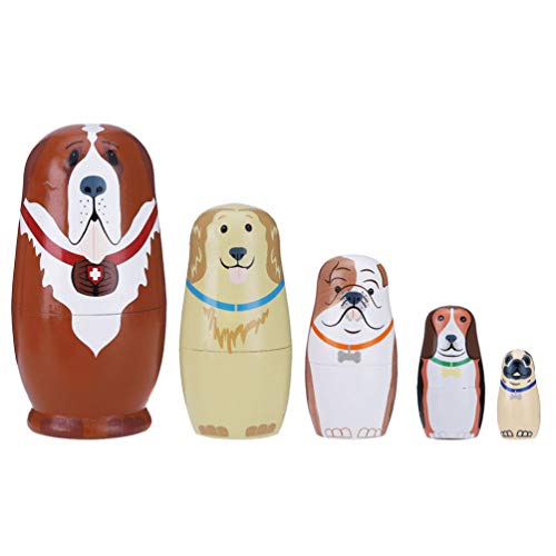 Tomaibaby 5 muñecas de madera rusas hechas a mano para niños y niñas, juguete para vacaciones
