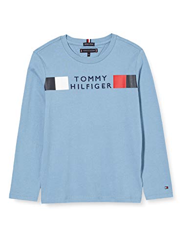 Tommy Hilfiger MSW Global Stripe tee L/s Camisa, Vintage Denim, 4 para Niños