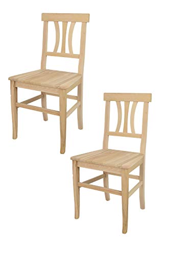 Tommychairs - Set 2 sillas Artemisia para Cocina y Comedor, Estructura en Madera de Haya lijada, no tratada, 100% Natural y Asiento en Madera