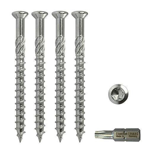 Tornillos autoperforantes, (400 unidades, acero inoxidable, 5 x 70 mm, incluye un bit Torx 25)