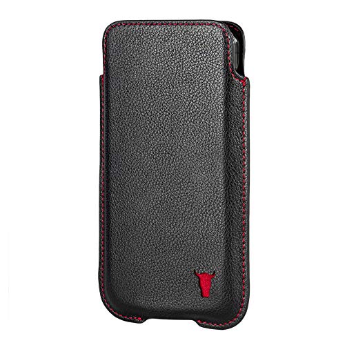 TORRO Funda Calcetín Compatible con Apple iPhone 12 Mini - Estuche de Cuero Genuino de Calidad [Perfil Delgado y Ligero] (Negro)