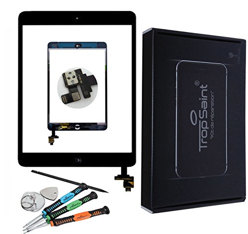 Trop Saint® Digitalizador de Pantalla Táctil Compatible con iPad Mini 1/2 Negro Repuesto Reparación con Adhesivo y Herramientas (A1432, A1454, A1455, A1489, A1490, A1491)