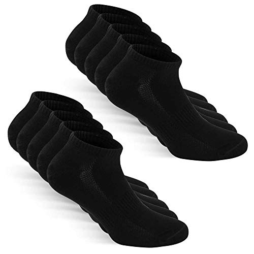 TUUHAW Calcetines de Deporte Mujer Hombre 10 pares Medio Cortos Calcetin Zapatilla Transpirable Negro 43-46