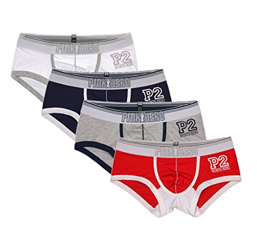 V-SOL Men Underwear Calzoncillos Slips Bóxer Briefs Para Hombre Algodón Forma U 4PCS (XL)