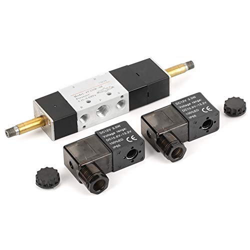 Válvula solenoide neumática DC 12V Normalmente cerrada 3 posiciones 5 vías BSP 1/4 0.15-0.8MPa 4V230-08P