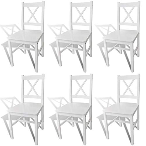 vidaXL 6X Sillas de Comedor Madera Blancas Asiento Banco Sillón Mueble Cocina