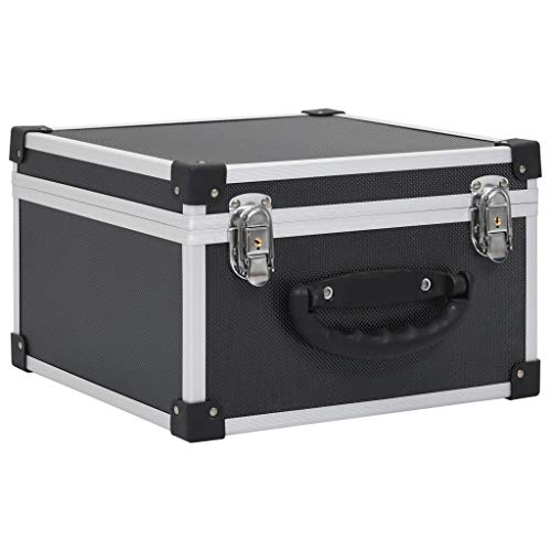 vidaXL Maletín de aluminio para 40 CD con 2 llaves, caja de DJ de aluminio, caja de transporte, caja surtida, maletín de aluminio, ABS, color negro