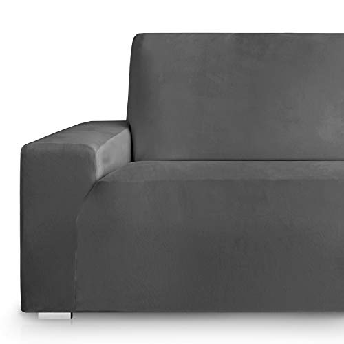 Vipalia Fundas para Sofa elasticas Terciopelo. Funda de Sofa Sillon Elastica. Protector de Sofa Suave. Cubresofas Ajustables. Gris 2 Plazas (135-175cm)