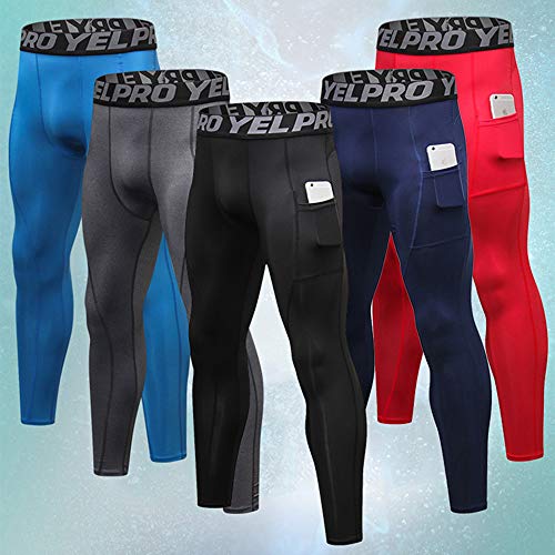 Walmeck Pack de 3 Pantalones de compresión para Hombre Medias Deportivas de Secado rápido Baselayer Running Workout Leggings Deportivos Activos con Bolsillos