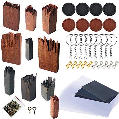 Woohome 51 Pz Molde Silicona Resina Ebano Sándalo Rota, 10 Pz Broken Wooden Resin para Madera Resina Epoxi Colgante Hecho a Mano Collar Joyería Paisaje Bosque Molde de Resina