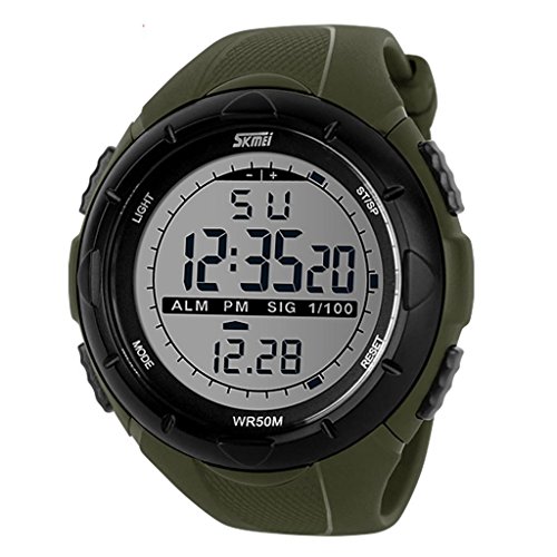 Yafang Skmei hombres estilo militar de la pantalla LCD Digital impermeable deportivo reloj de pulsera - verde