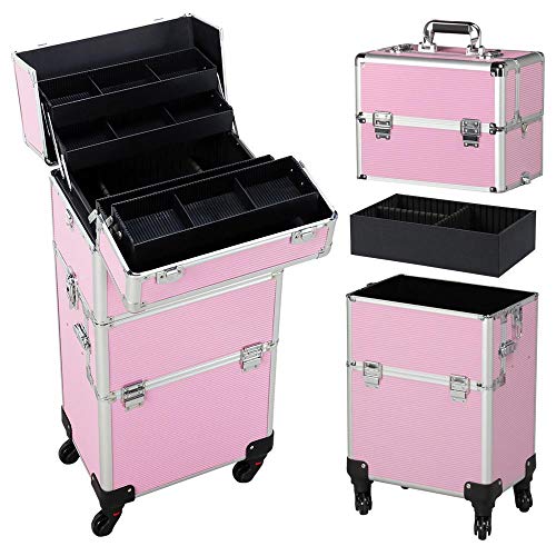 Yaheetech 3 en 1 Maleta de Maquillaje Estuche Cosmetico Maletín Maquillaje Profesional Trolley Beauty Case