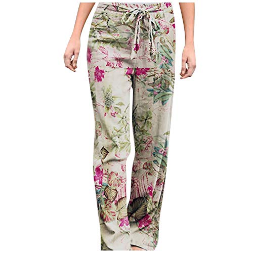 YANFANG Pantalones Impresos Cinta elástica cómoda Casual de la Cintura de Las Mujeres Talla Grande Verano Transpirable Playa