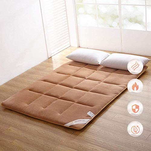 YJF Planta Japonesa futón Colchón, Tatami Dormir de la Estera, Roll Cama Plegable, Rueda para Arriba un colchón de Anclaje con 4 Bandas y Suave hipoalergénico Rellenos, Camel,Camel,120X200CM