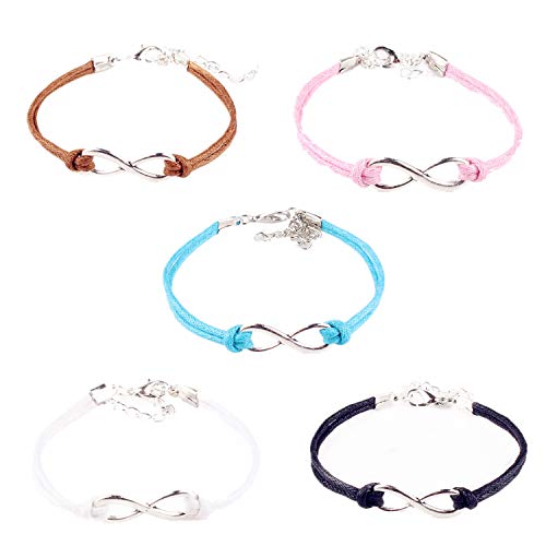 YouU Pulsera de Cuerda de 5 Piezas Pulseras de Pulsera Hechas a Mano de Amor Infinito para Niñas Regalo Familiar