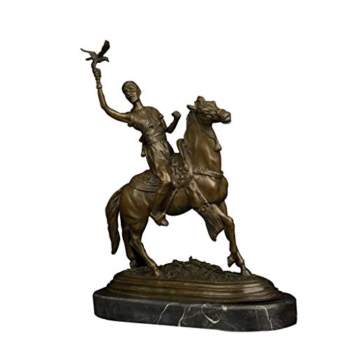 YUTRD ZCJUX Hombre de Bronce en Caballo con Estatua de pájaro Escultura Arte de Bronce Decoración Guerrero Figuras para coleccionables