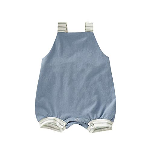 YWLINK Mono De Bebe Verano ReciéN Nacido Bebé NiñA NiñO Raya Sin Respaldo Mameluco Mezcla De AlgodóN Moda Casual Sin Mangas Traje De Rastreo Ropa De NiñOs Vestido Dia De Miembro(Azul,0-6 meses/70)