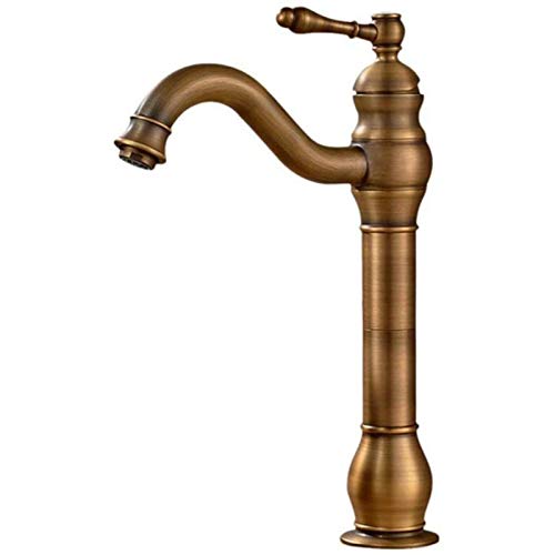 YYSDH Grifo Mezclador 360 ° Giro De Tubería De Agua Fría Caliente Antiguo Retro Latón Sólido Mezclador De Grifo del Fregadero con Un Solo Orificio Una Manija Lavabo Cabeza para Baño De Cocina