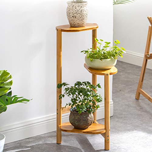 Zerone Soporte de Bambú para Plantas, Estantería para Macetas con 3 Niveles para Jardín Balcón Interior(Color de Madera)