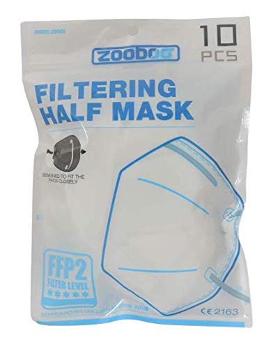 ZooBoo Mascarilla FFP2 NR Homologada │ Marcado CE 2163 │ Empaque de 10 unidades con Cierre Fácil hermético│5 Capas. Filtración superior al 98% .