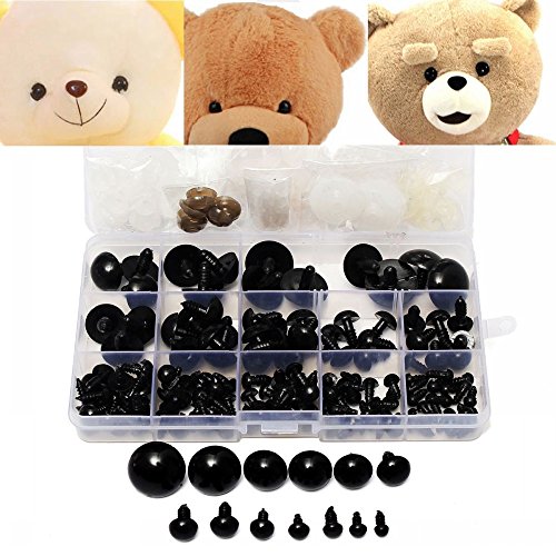 154pcs 6 a 24 mm DIY Negro Ojos plástico de seguridad Ojo Con arandelas Niños Juguetes de peluche Muñeca del oso juguetes animales Ojos