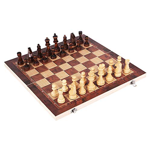 29 * 29cm 3 En 1 De Ajedrez Plegable De Ajedrez De Madera De Color con Grandes Piezas De Ajedrez Tablero De Ajedrez Juego De Ajedrez para Principiantes Niños Adultos