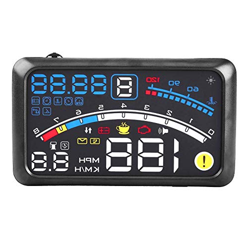 5.5 Pulgadas HUD Universal Car Head Up Display OBD2 + Sistema GPS Multifunción Velocímetro Suspensión Parabrisas Proyector LED Odómetro Pantalla Reflectante HD para Todos los Autos