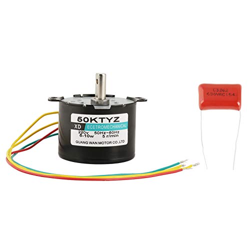 AC 220V Motor de baja velocidad, 5-50RPM Miniatura de baja velocidad Bajo ruido Gran momento de fuerza Motor síncrono CW/CCW Pequeño eléctrico Baja velocidad ajustable y bajo ruido(5 rpm)