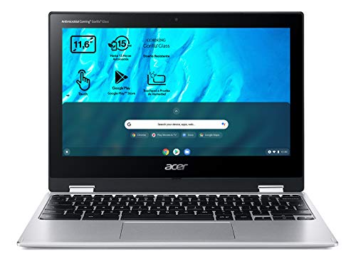 Acer Chromebook Spin 311 - Portátil Táctil convertible 11.6" HD (MTK MT8183, 4GB RAM, 32GB eMMc, Mali-G72 MP3 Graphics, Chrome OS), Color Plata - Teclado QWERTY Español