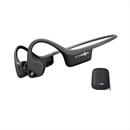 AfterShokz Trekz Air Open Ear Sport - Auriculares Deportivos con Bluetooth, Sonido óseo, con Funda de Transporte, inalámbrico, micrófono, Aprox. 30 g, Color Gris