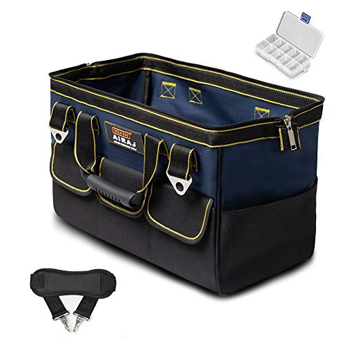 AIRA 45*22*28CM Bolsa de herramientas de,fuerte,con correa ajustable para el hombro,multibolsillos,bolsa de transporte con cremallera,estuche,organizador para herramientas manuales/eléctricas grande