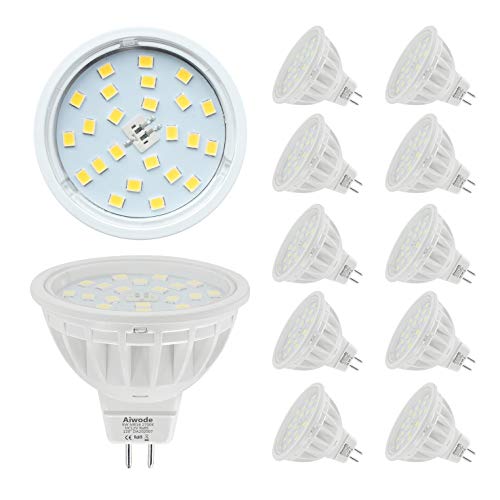 Aiwode MR16 LED GU5.3 Bombillas,2700K Blanco Cálido 5W Equivalente 50W 600LM RA85 No Regulable DC12V,Paquete de 10.