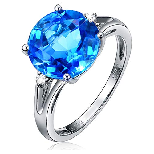 AmDxD oro blanco 18 ct round-brilliant-shape Blue Topaz