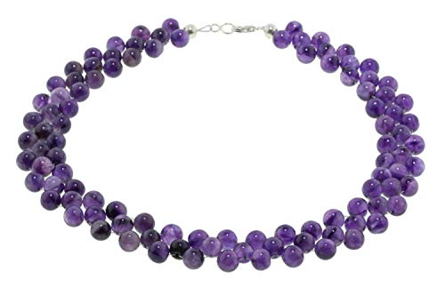 Amethyst (púrpura/morado) Cadena, 3 filas de 18 mm de diámetro longitud 43 cm plata 925 sin níquel