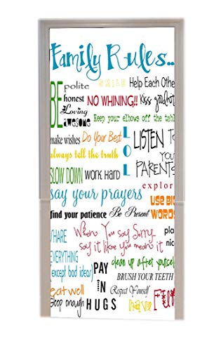 A.Monamour Pegatinas Decorativas de Puerta Autoadhesivo 3D Reglas Familiares Citas Educativas Inspiradoras Palabras Vinilo para Puertas Mural PVC Pegatinas de Pared Foto Poster 77 x 200 cm