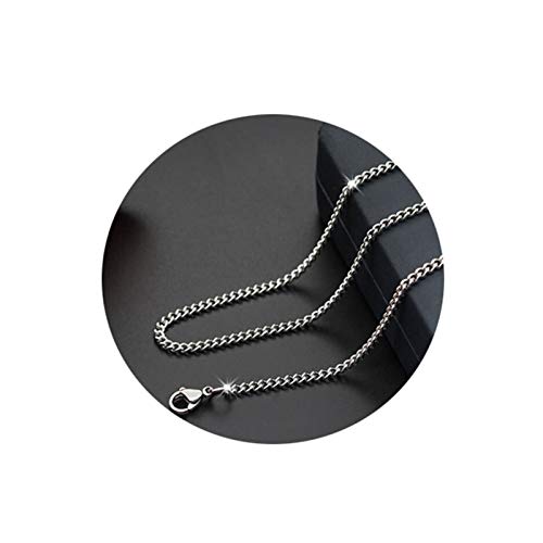 AueDsa Collar de Cadenas Hombre,Cadena de Curb Colgante Hombre Acero Inoxidable Cadena Plata Collares Cadena Hombre Ancha 3MM Cadena Larga 55CM