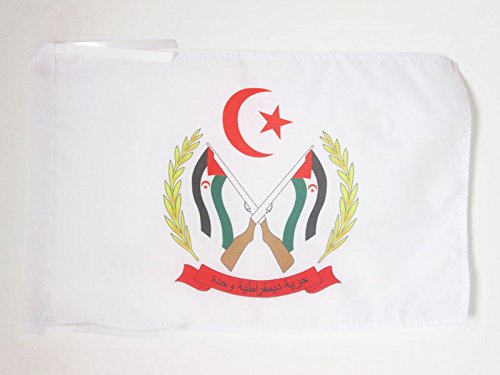 AZ FLAG Bandera de Las Armas Frente POLISARIO Sahara Occidental 45x30cm - BANDERINA SAHARAUI 30 x 45 cm cordeles