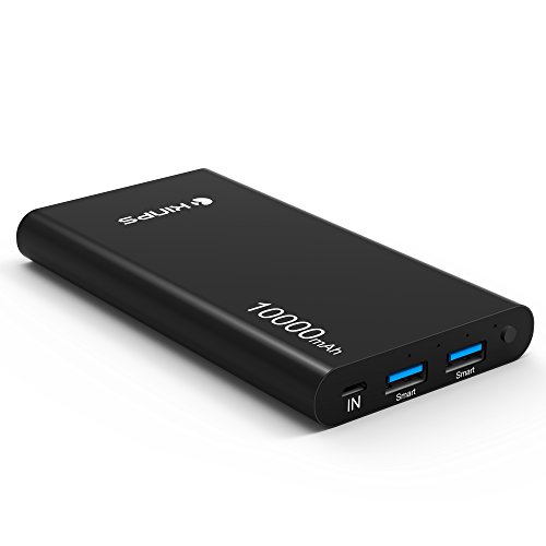 Batería externa , Kinps (Doble Puerto, Total 5V/3.5A) Power Bank Portable Carga Alta Capacidad 10000mAh con tecnología inteligente para iPhone 6/6s/6 plus/6s plus, iPad, dispositivos Android, Teléfonos móviles, Tablet (Negro)