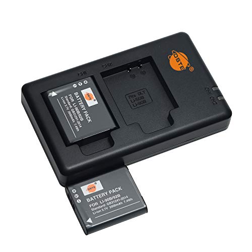 Batería recargable LI-90B LI-92B (2 unidades) y cargador dual compatible con RICOH DB-110, Olympus Stylus TG-1, TG-2, TG-3, TG-4, SH-1, SH-2, SH-3, SH-50, SH-60, XZ-2, SP-100EE, etc.