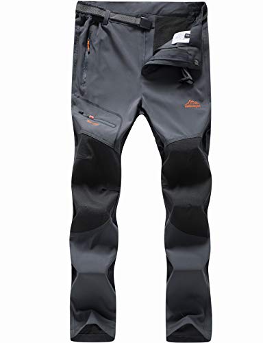 BenBoy Pantalones de Montaña Hombre Impermeables Invierno Calentar Pantalones Trekking Escalada Senderismo Softshell,KZ1672M-Grey-L