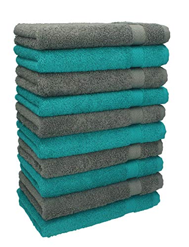 Betz Paquete de 10 Piezas de Toallas para Invitados Juego de Toalla de Lavabo 100% algodón tamaño 30x50 cm Toalla de Mano Premium de Color Gris Antracita y Verde Esmeralda